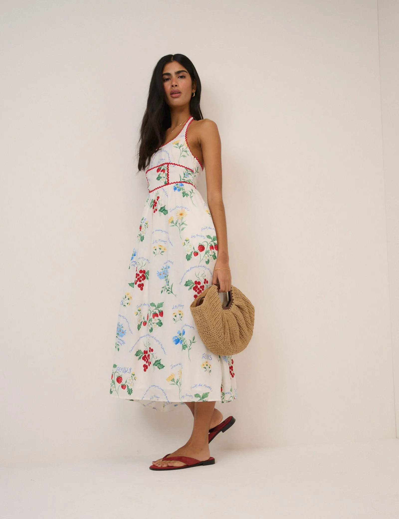 White Printed Halterneck Hallie Midi Dress sold by Nobody's Child product image thumbnail 5