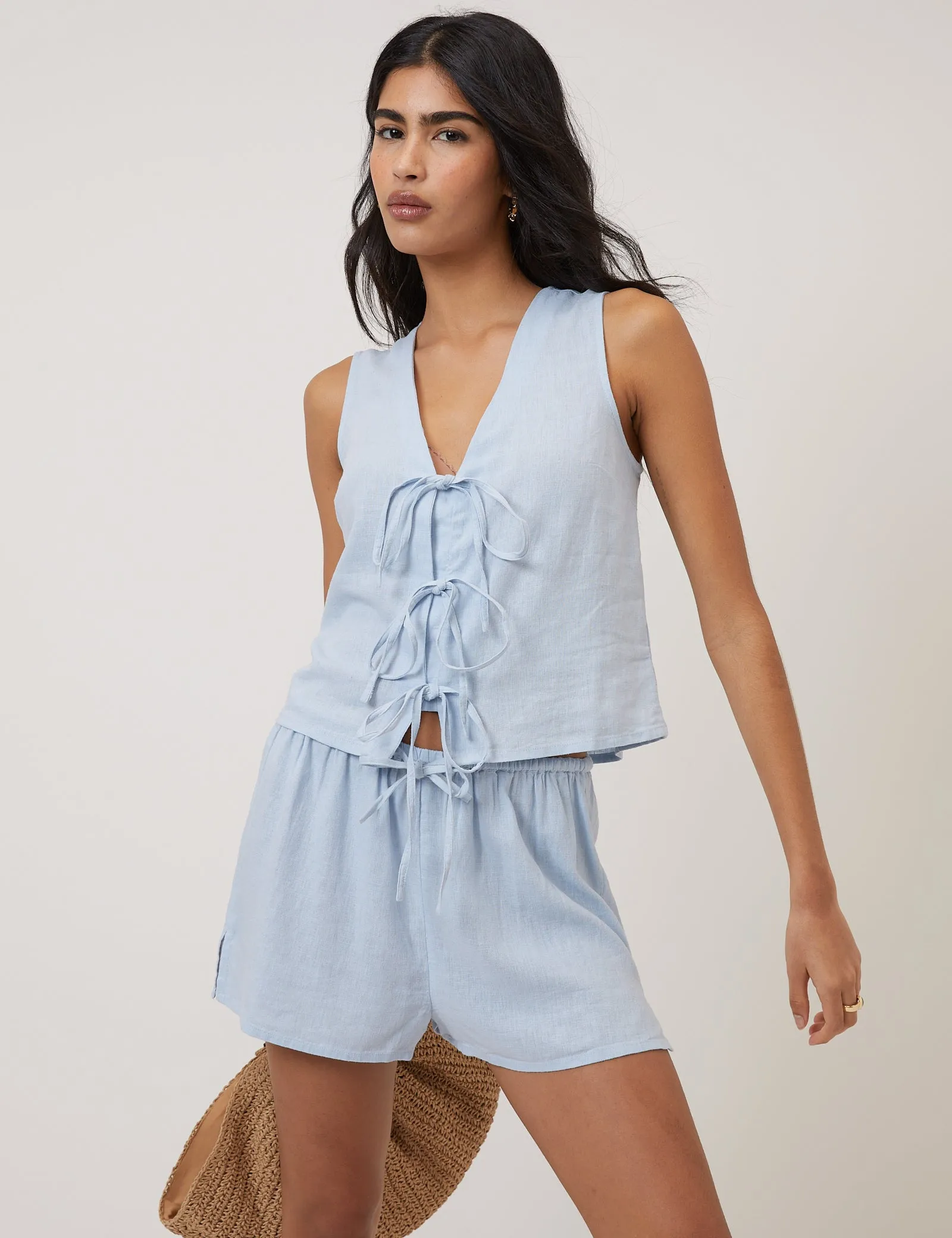 Light Blue Drawstring Shorts sold by Nobody's Child product image thumbnail 5