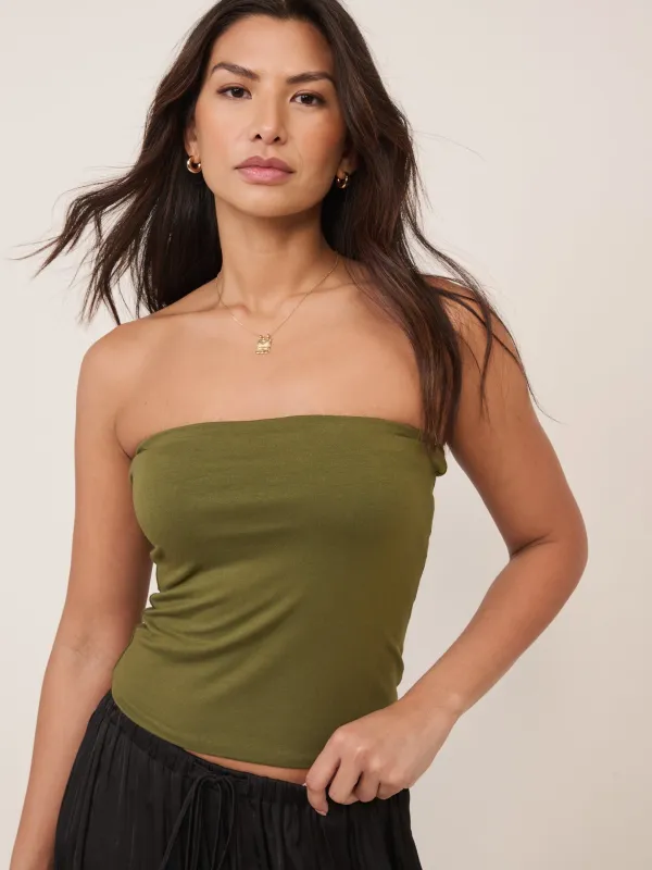 Khaki Green Bandeau Top sold by Nobody's Child