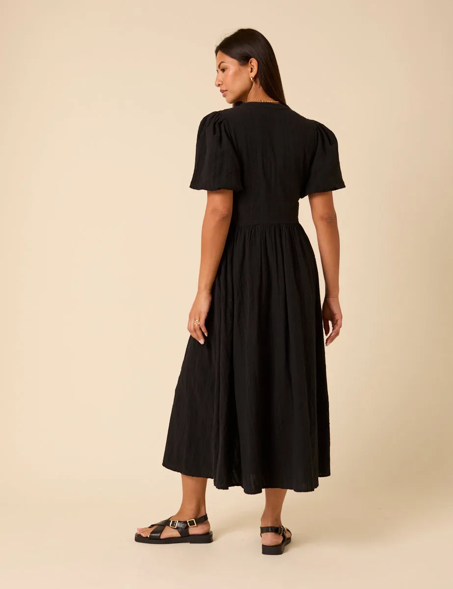 Black Short Sleeve Starlight Midi Dress sold by Nobody's Child product image thumbnail 5