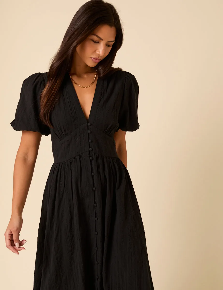 Black Short Sleeve Starlight Midi Dress sold by Nobody's Child product image thumbnail 2
