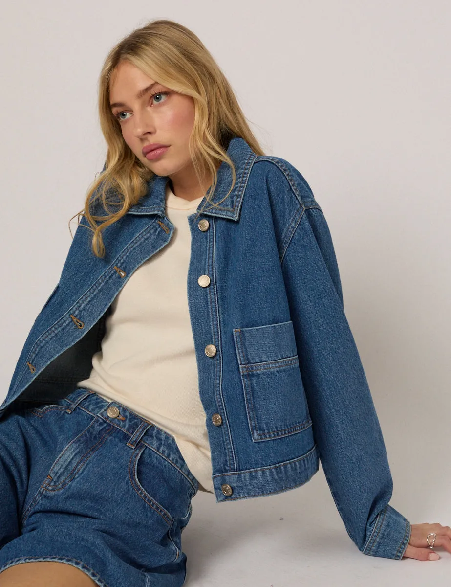 Blue Boxy Denim Jacket sold by Nobody's Child