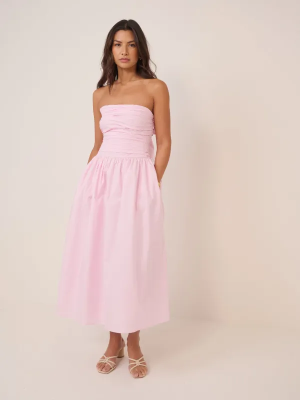 Petite Pale Pink Bandeau Ariella Midi Dress made by Nobody's Child