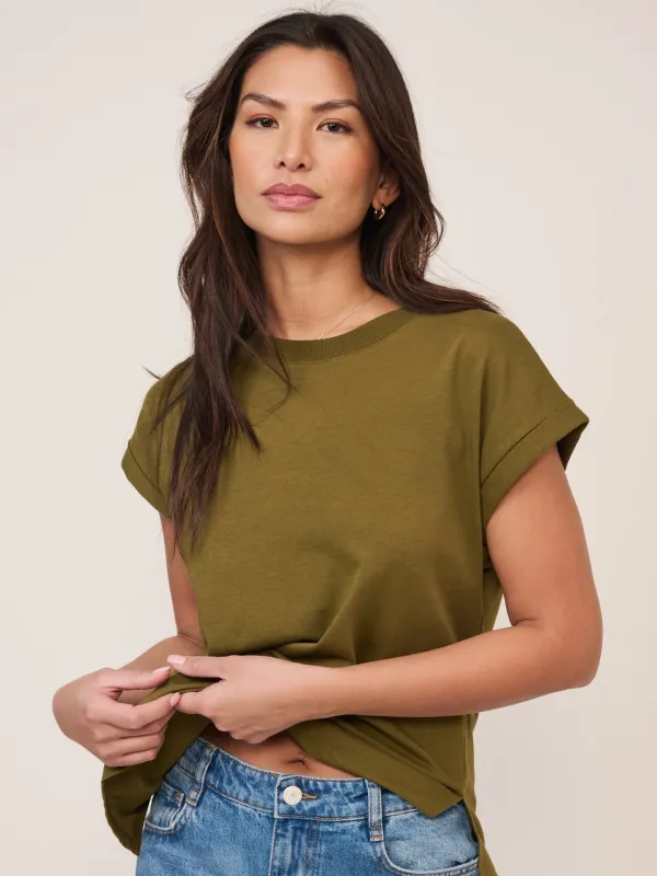Khaki Geen Cap Sleeve T-Shirt made by Nobody's Child