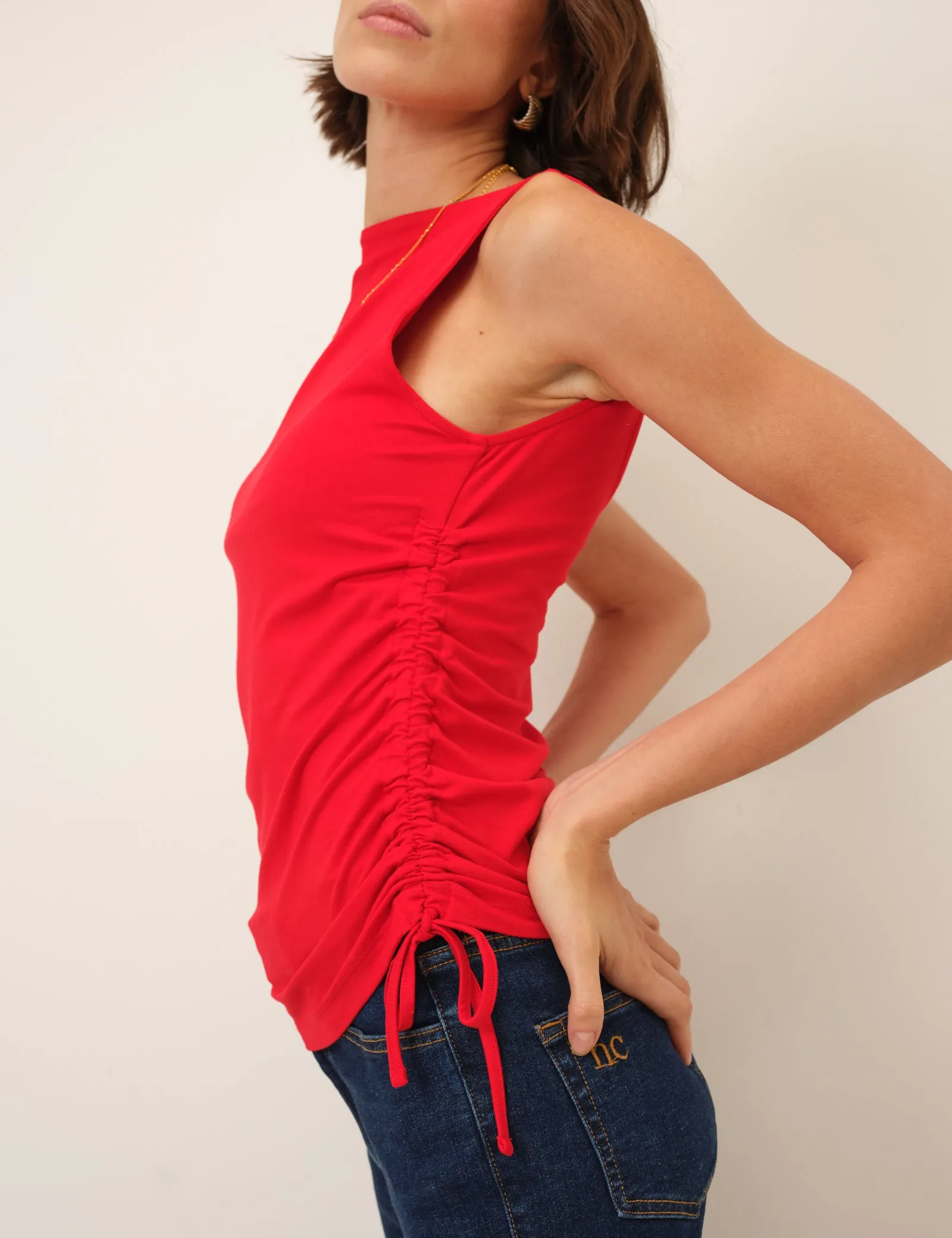 Red Ruched Side Tie Top sold by Nobody's Child product image thumbnail 5