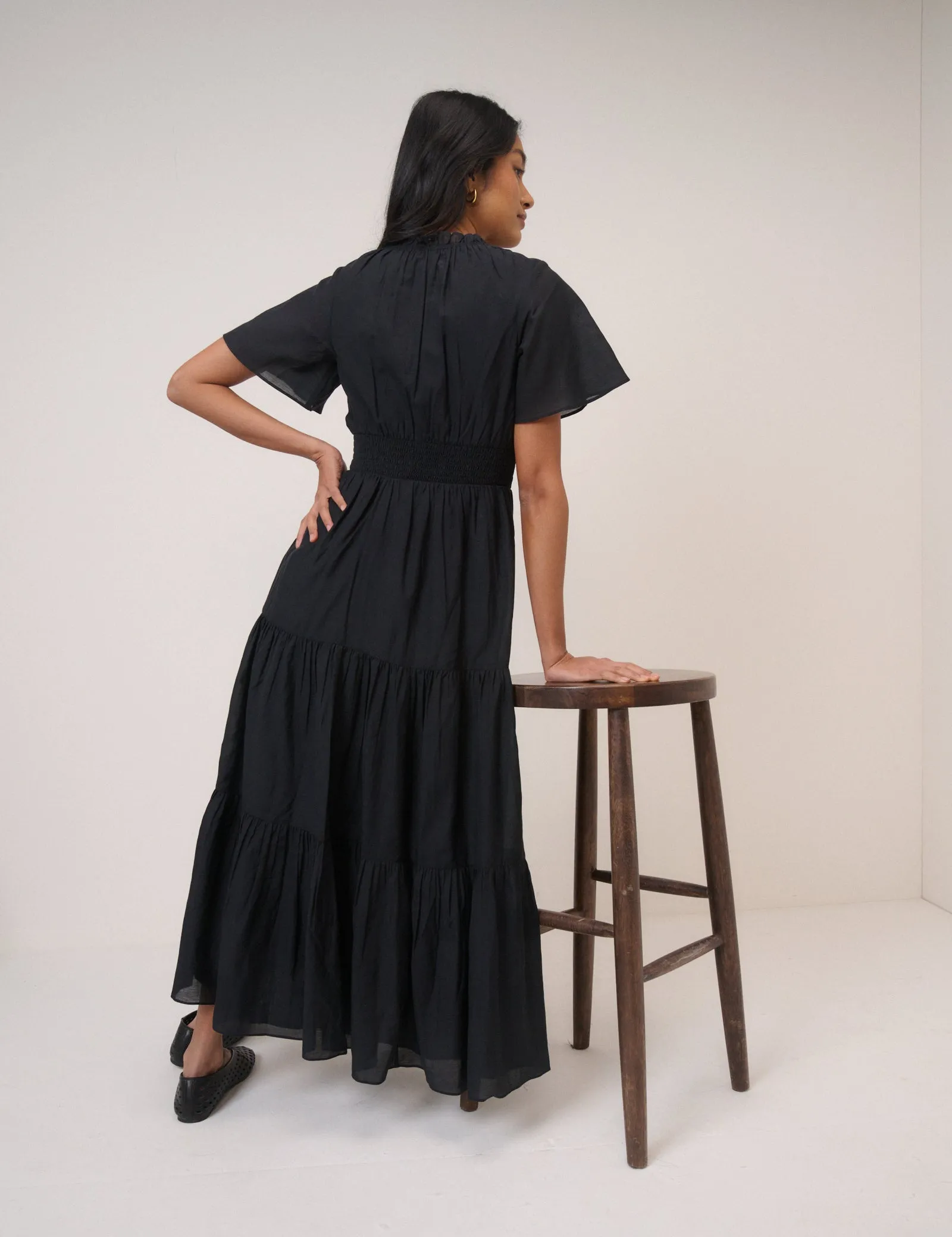 Black Tiered Caliope Midi Dress sold by Nobody's Child product image thumbnail 5