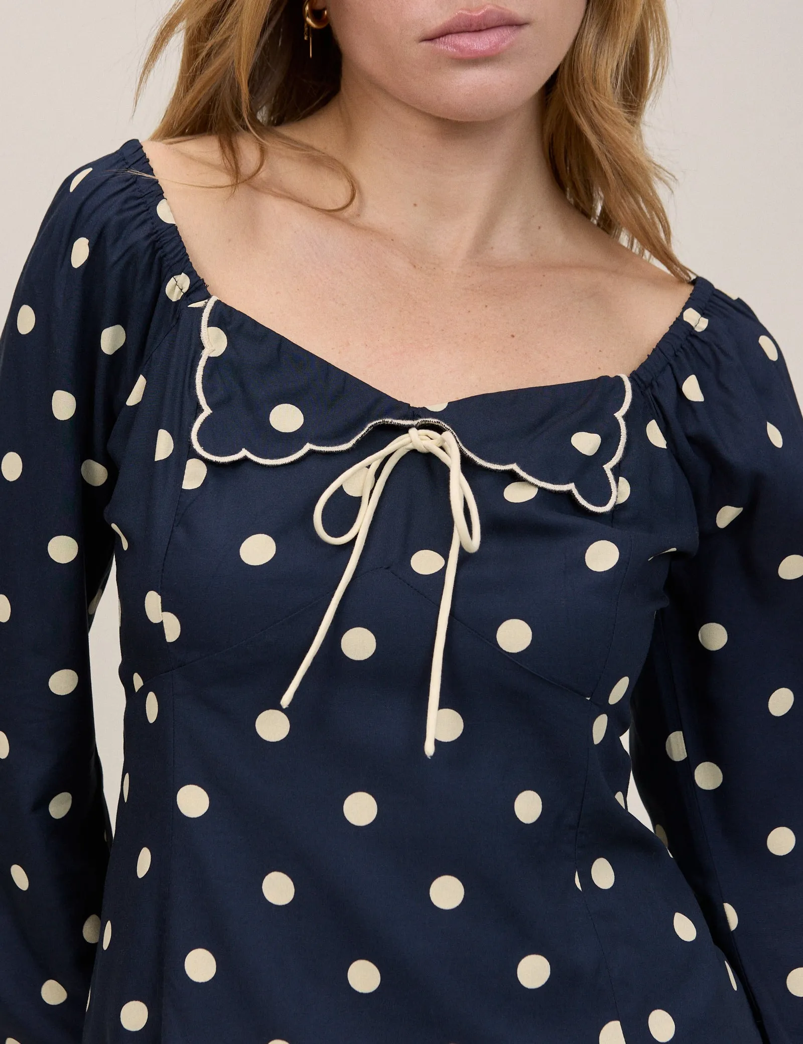 Navy Polka Bow Top sold by Nobody's Child product image thumbnail 2