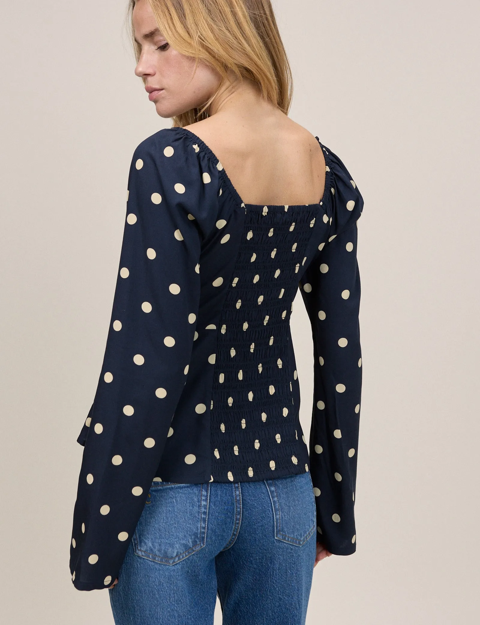 Navy Polka Bow Top sold by Nobody's Child product image thumbnail 5