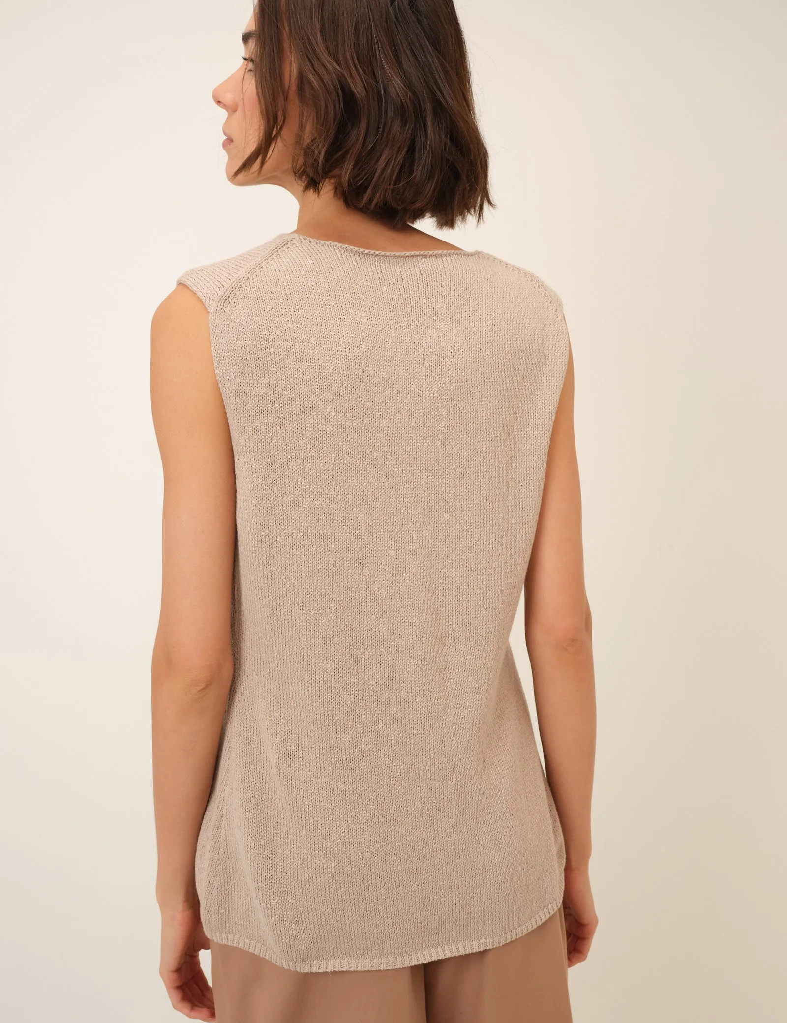 Beige Long Line Knitted Waistcoat sold by Nobody's Child product image thumbnail 5