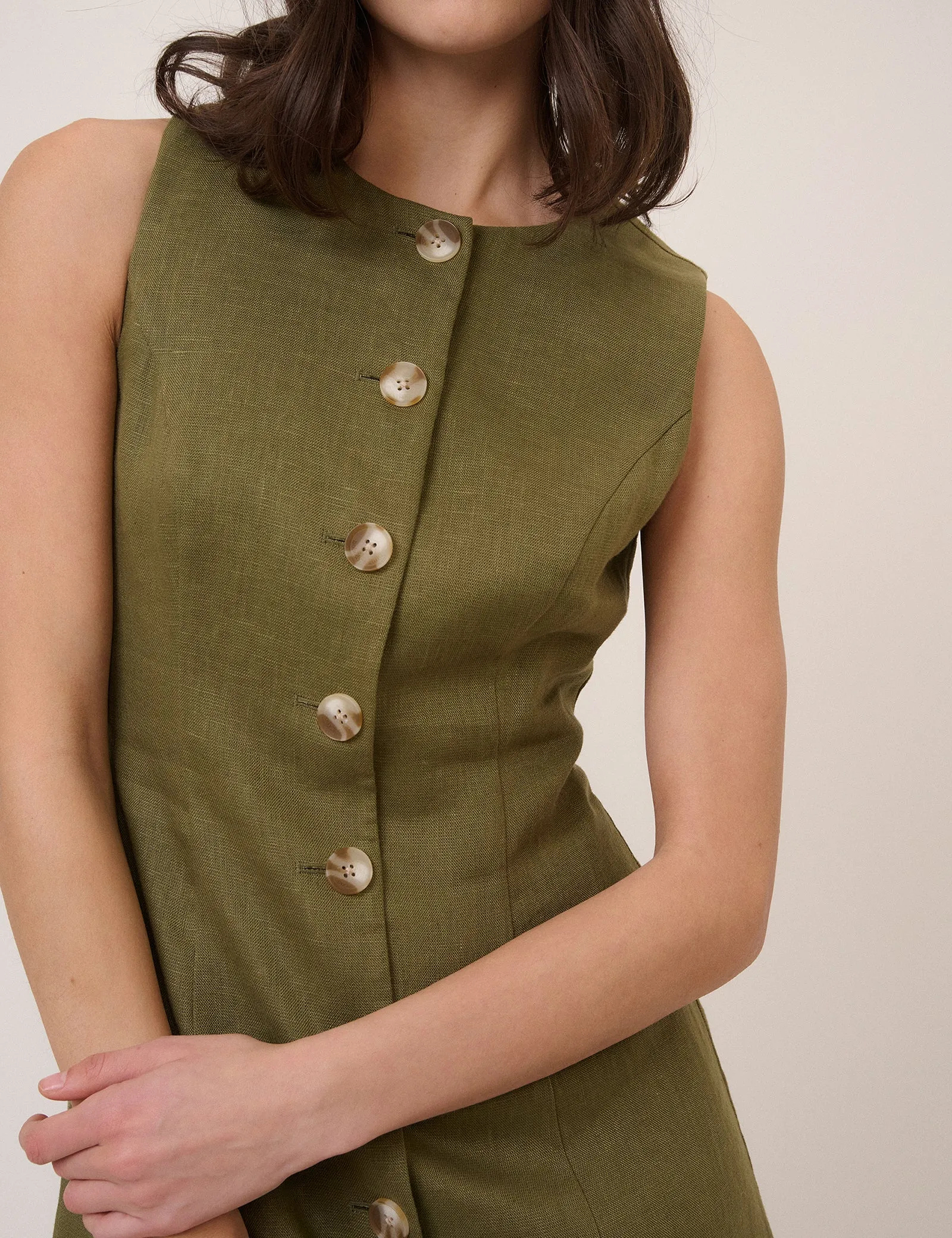 Green Button Front Tailored Mini Dress sold by Nobody's Child product image thumbnail 2