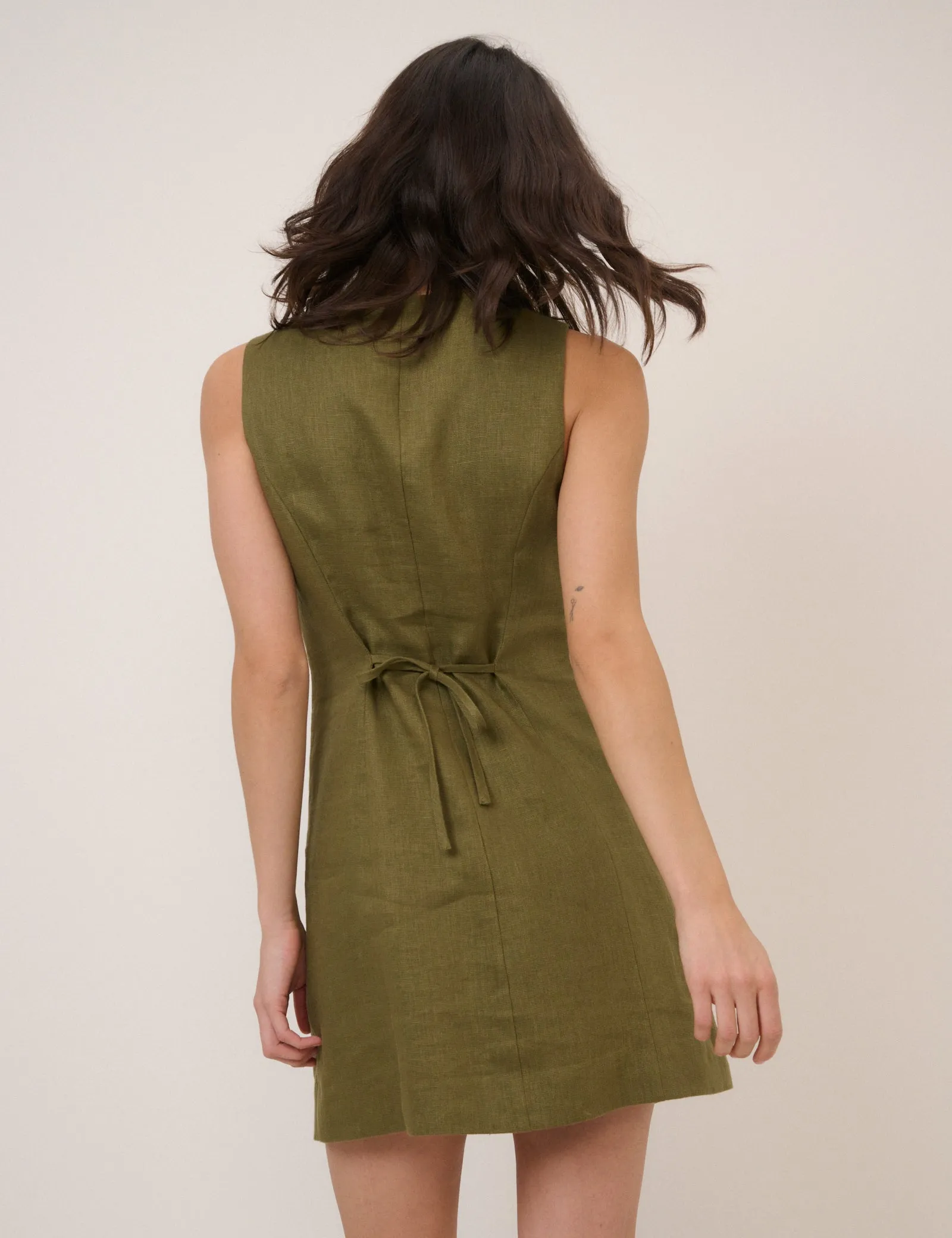 Green Button Front Tailored Mini Dress sold by Nobody's Child product image thumbnail 5