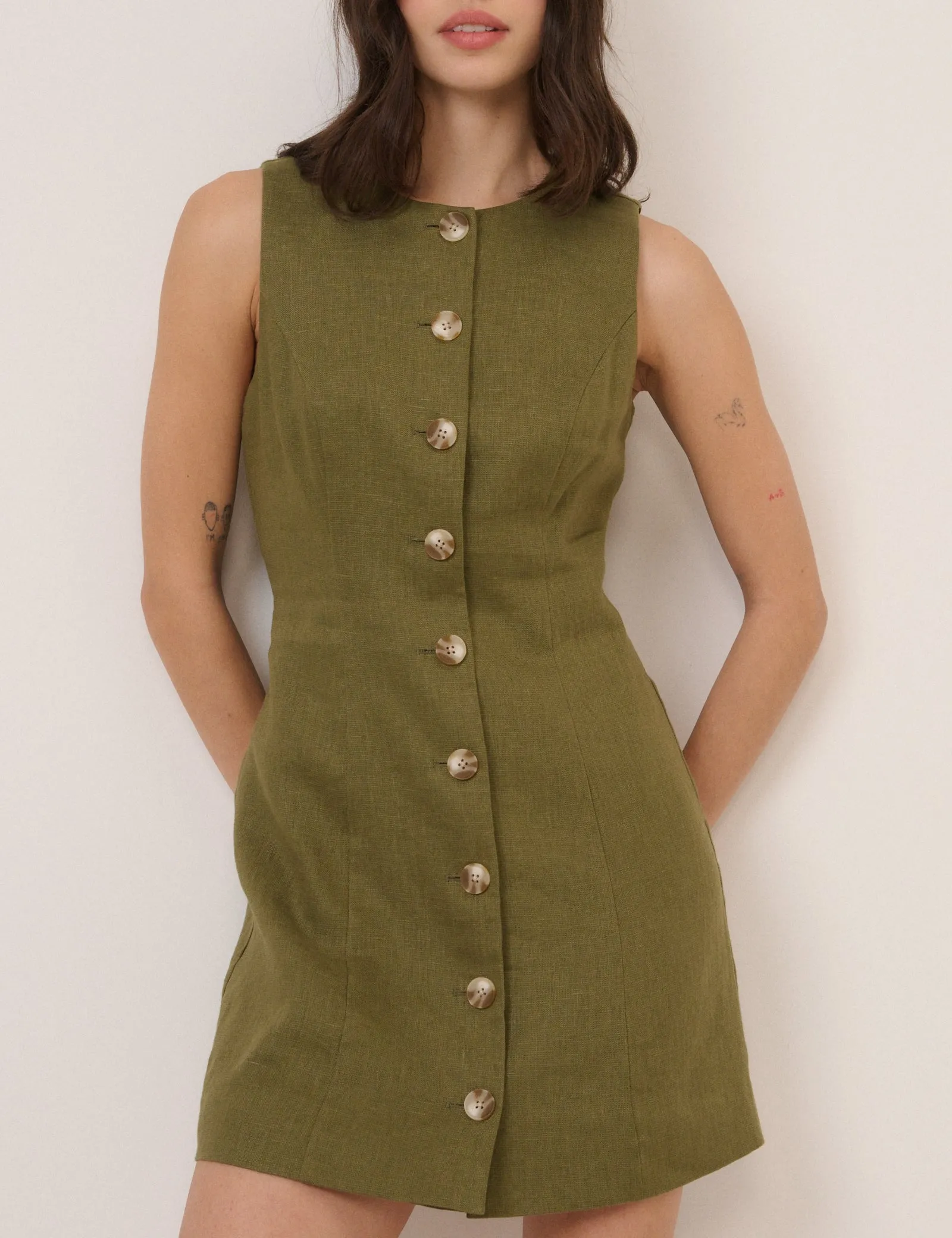 Green Button Front Tailored Mini Dress sold by Nobody's Child product image thumbnail 3