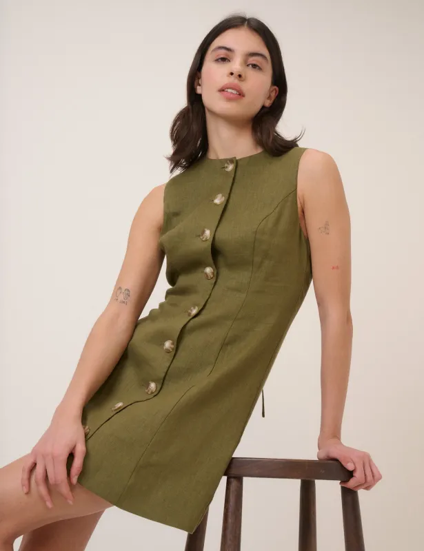 Green Button Front Tailored Mini Dress sold by Nobody's Child