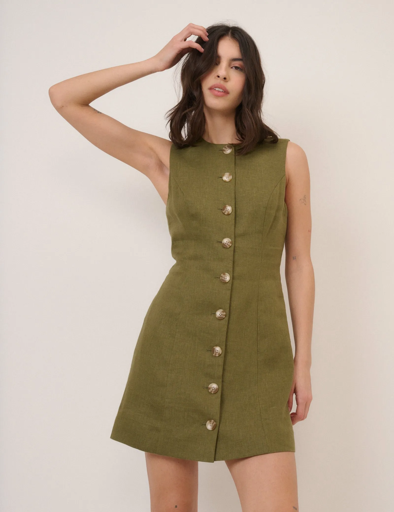 Green Button Front Tailored Mini Dress sold by Nobody's Child product image thumbnail 4