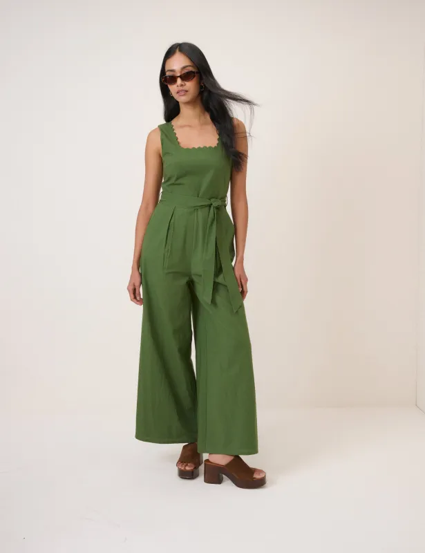 Green Square Neck Jumpsuit sold by Nobody's Child