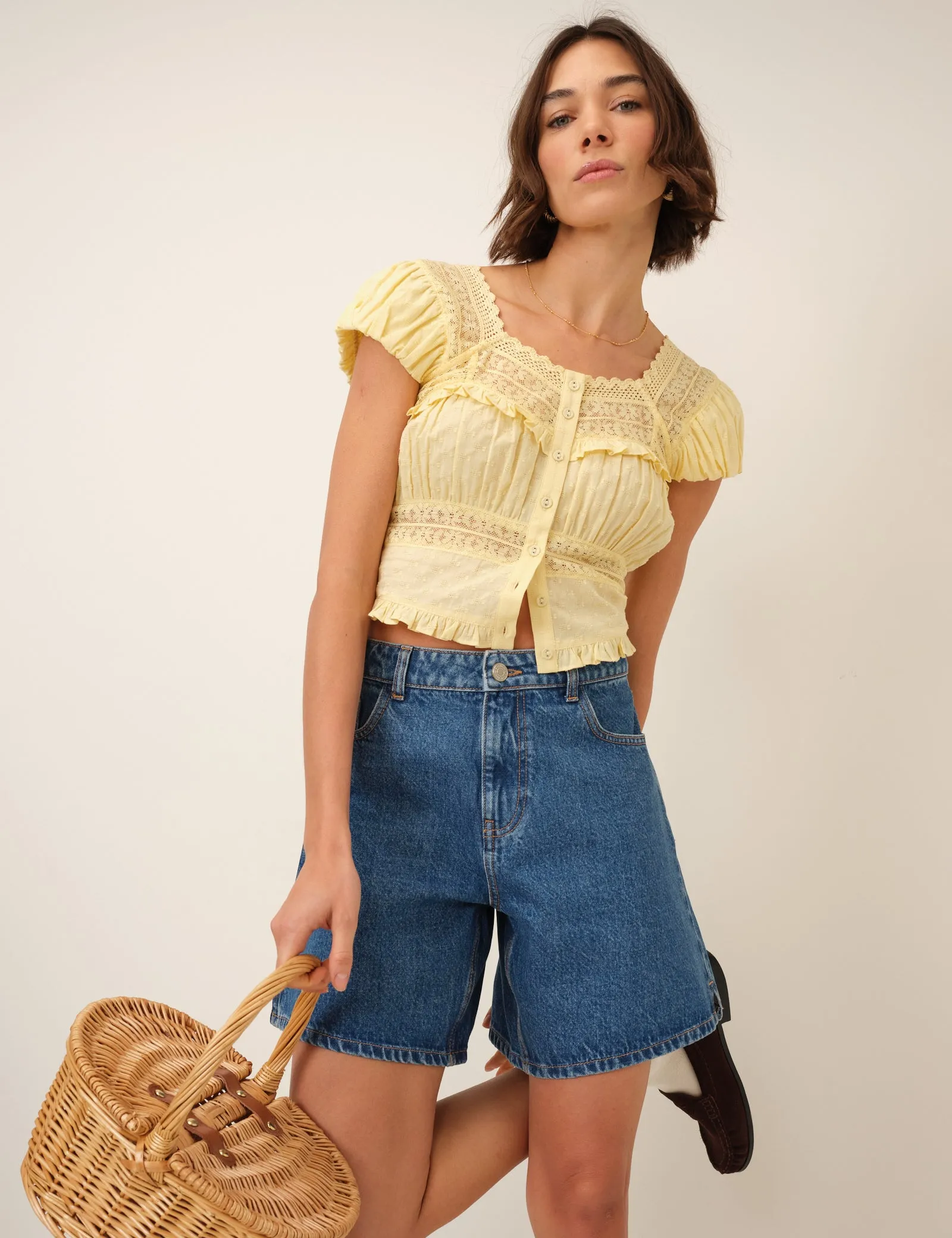 Yellow Lace Short Sleeve Top sold by Nobody's Child product image thumbnail 2