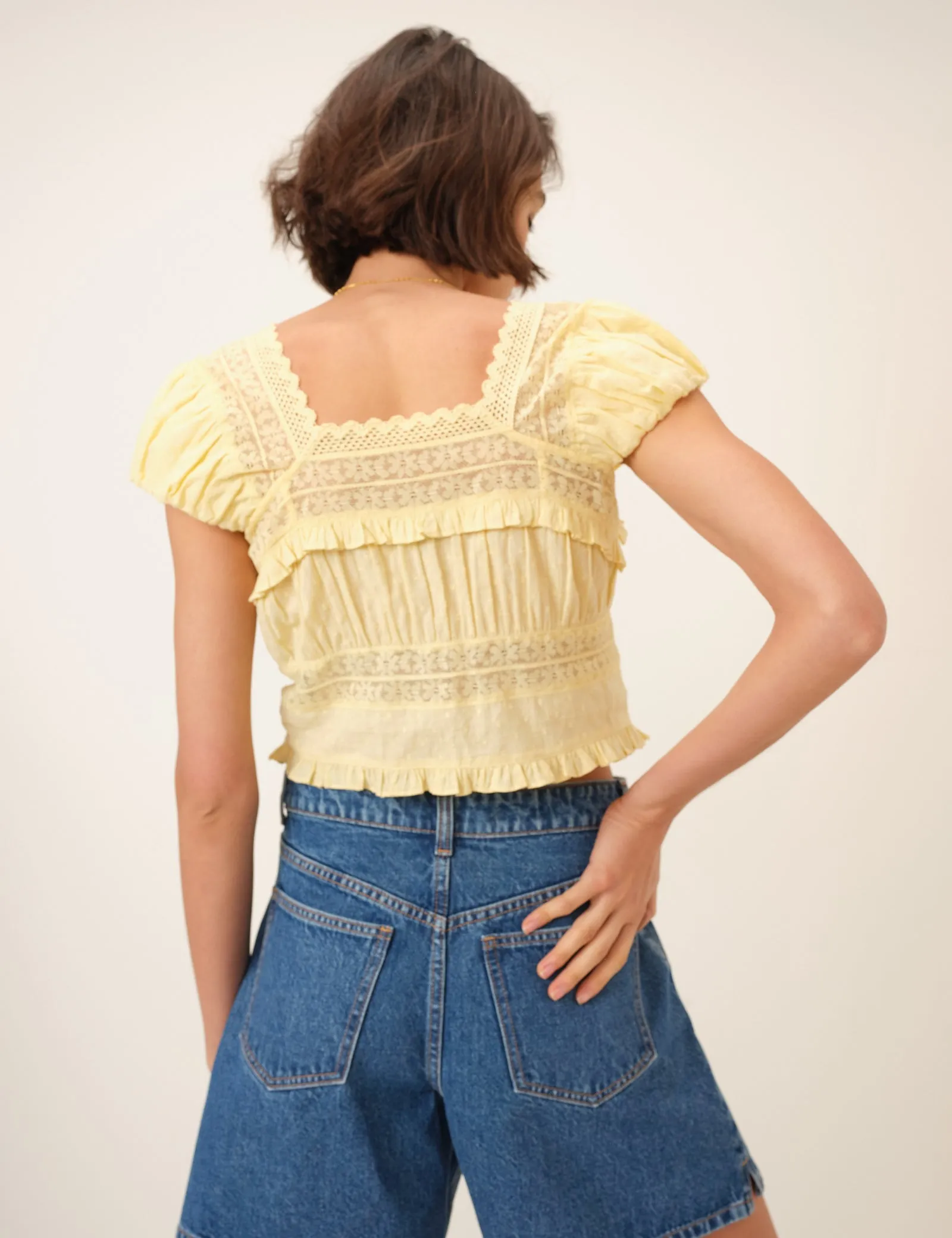 Yellow Lace Short Sleeve Top sold by Nobody's Child product image thumbnail 5