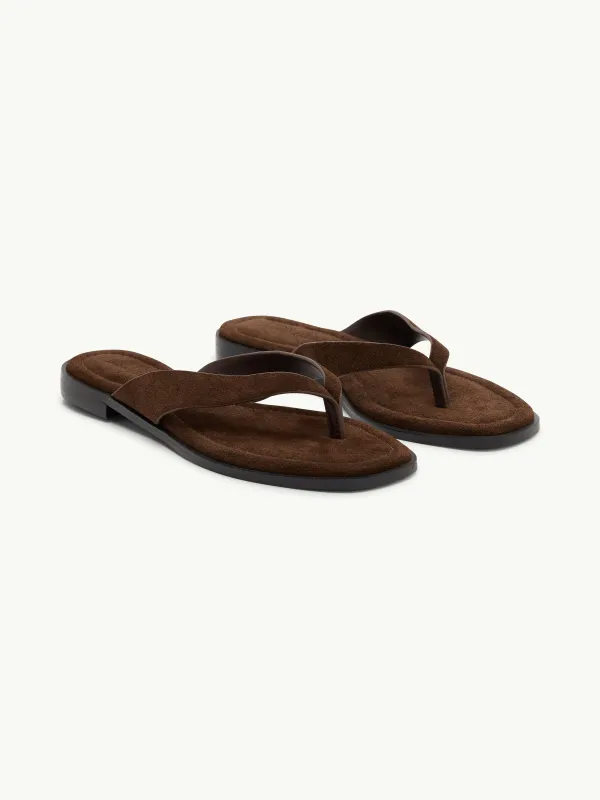 Brown Suede Flip Flops made by Nobody's Child