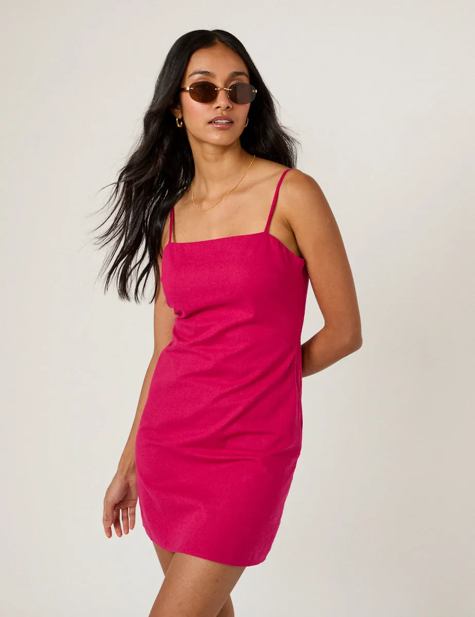 Bright Pink Palma Strappy Mini Dress sold by Nobody's Child product image thumbnail 4