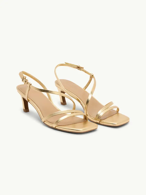 Gold Leather Strappy Kitten Heels sold by Nobody's Child