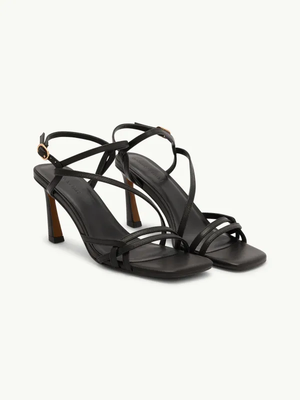 Black Leather Strappy High Heels sold by Nobody's Child