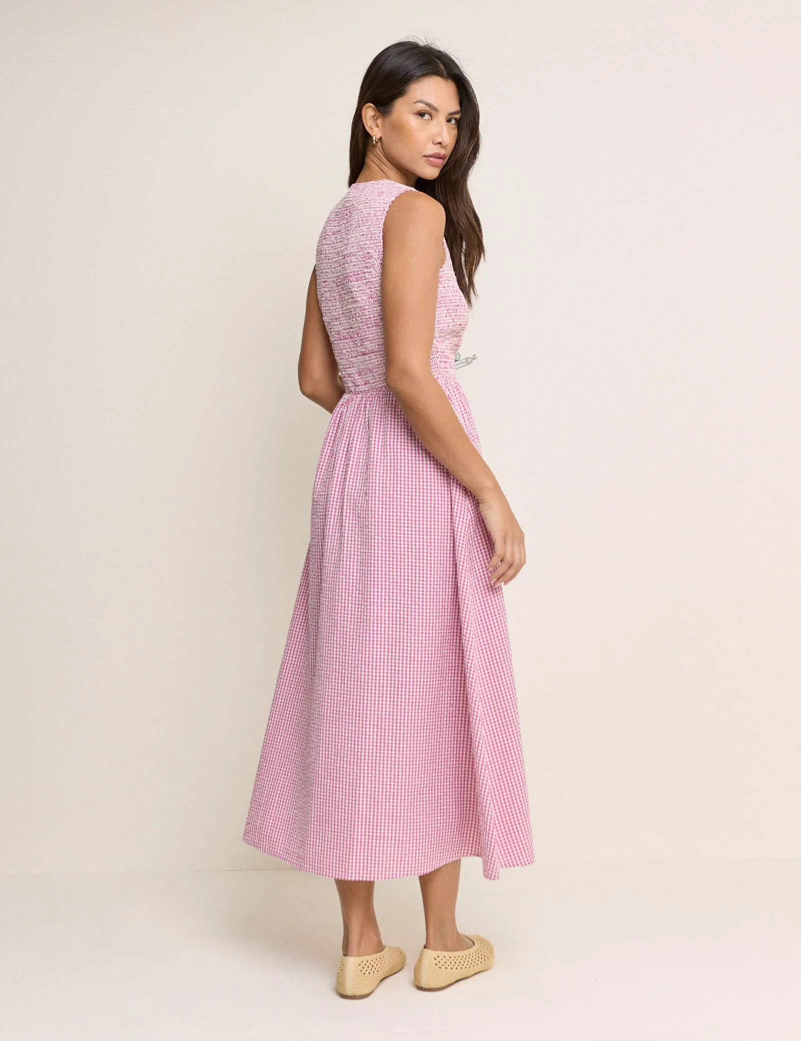 Pink Gingham Sleeveless Eliza Midi Dress sold by Nobody's Child product image thumbnail 5