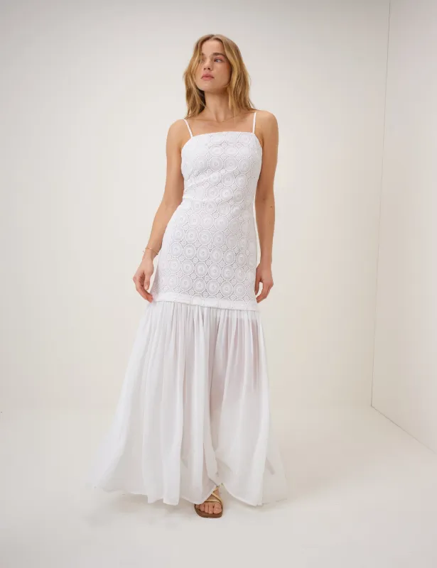 White Drop Waist Lulu Maxi Dress made by Nobody's Child