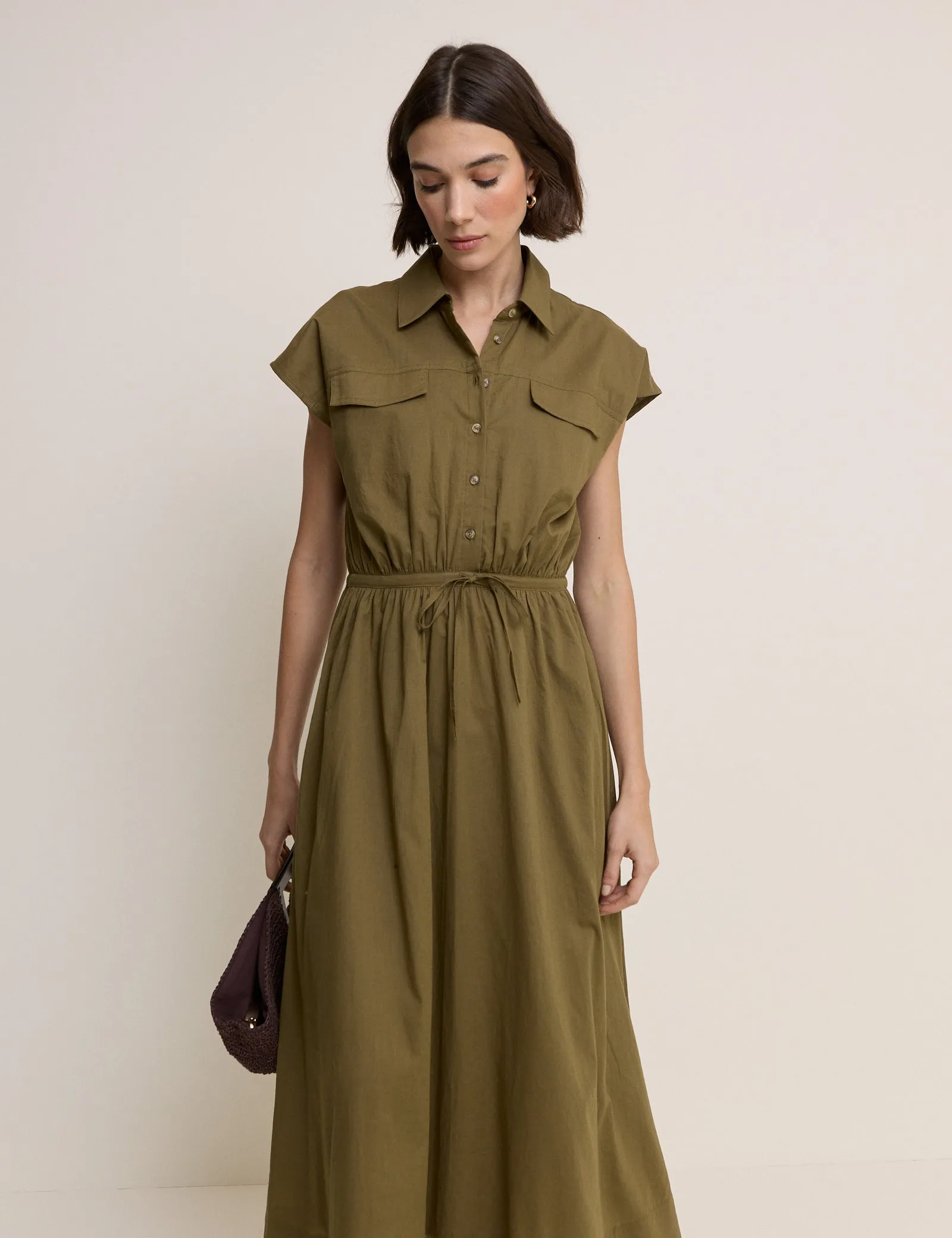 Khaki Mason Shirt Midi Dress sold by Nobody's Child product image thumbnail 5