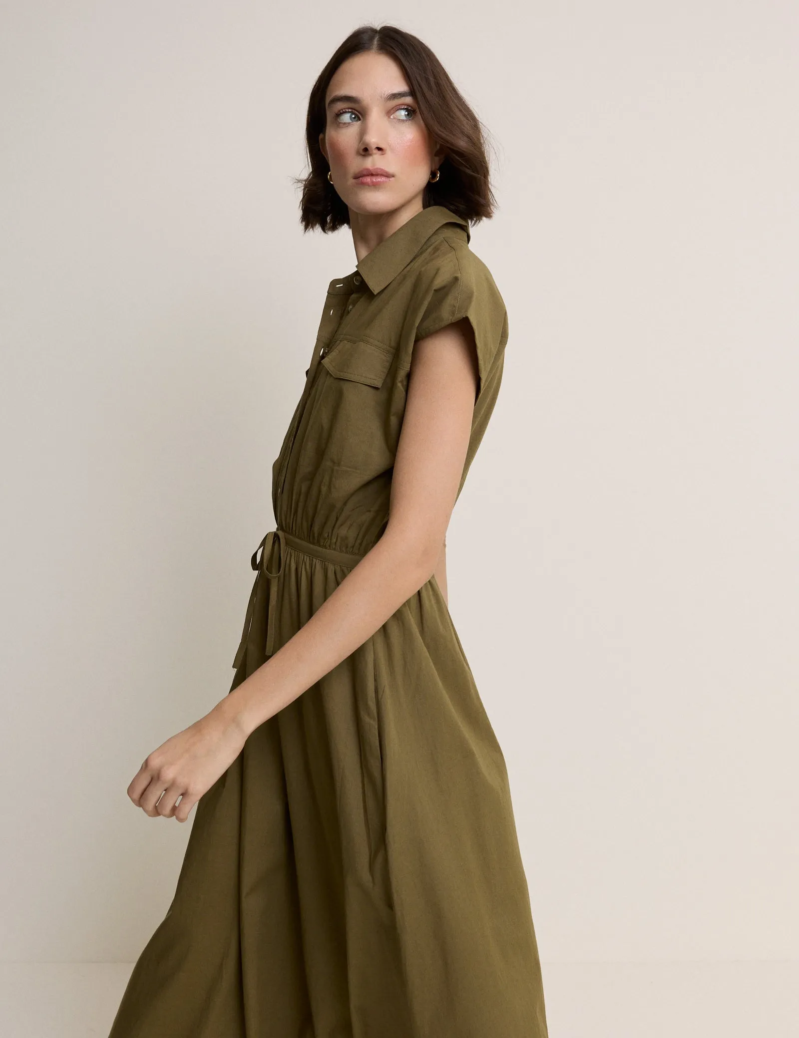 Khaki Mason Shirt Midi Dress sold by Nobody's Child product image thumbnail 3
