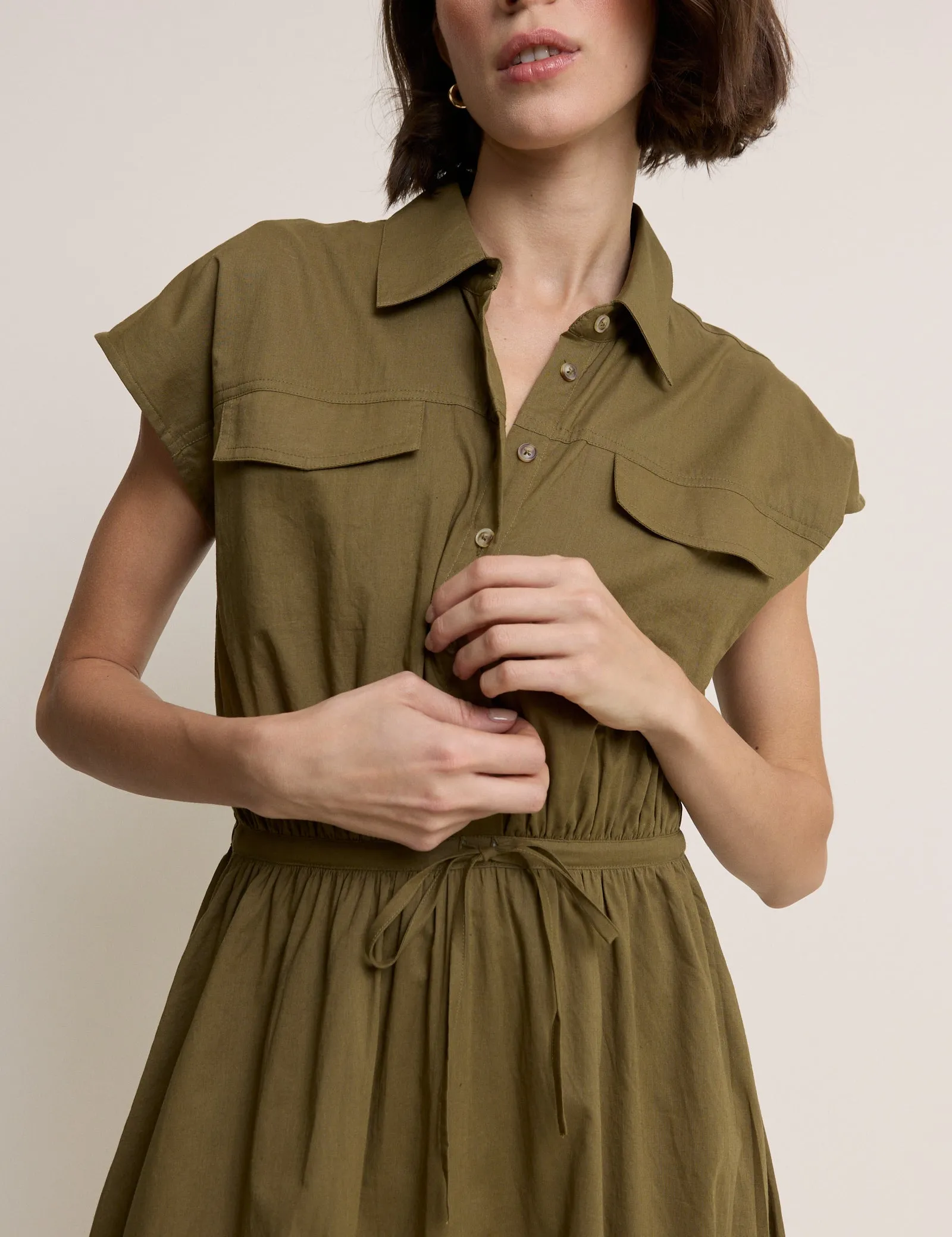 Khaki Mason Shirt Midi Dress sold by Nobody's Child product image thumbnail 4