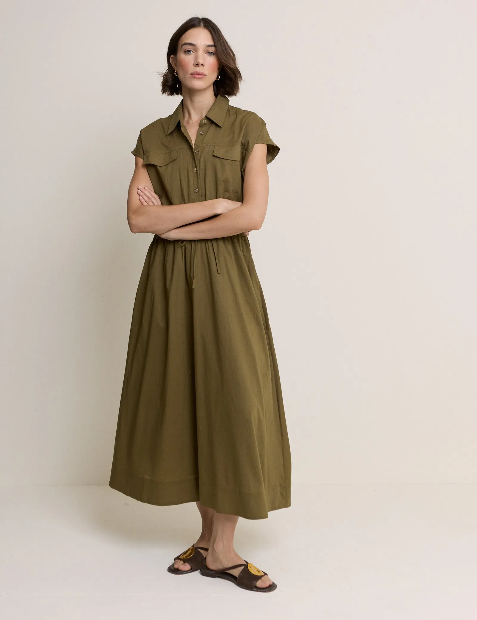 Khaki Mason Shirt Midi Dress sold by Nobody's Child product image thumbnail 2