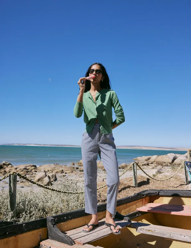 Blue Gingham Cigarette Trousers sold by Nobody's Child