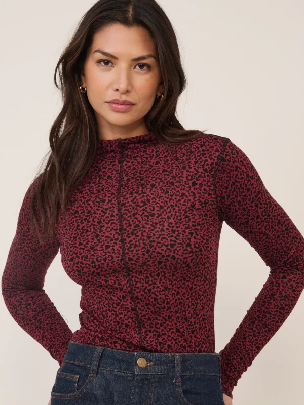 Red Leopard Print Long Sleeve Top sold by Nobody's Child