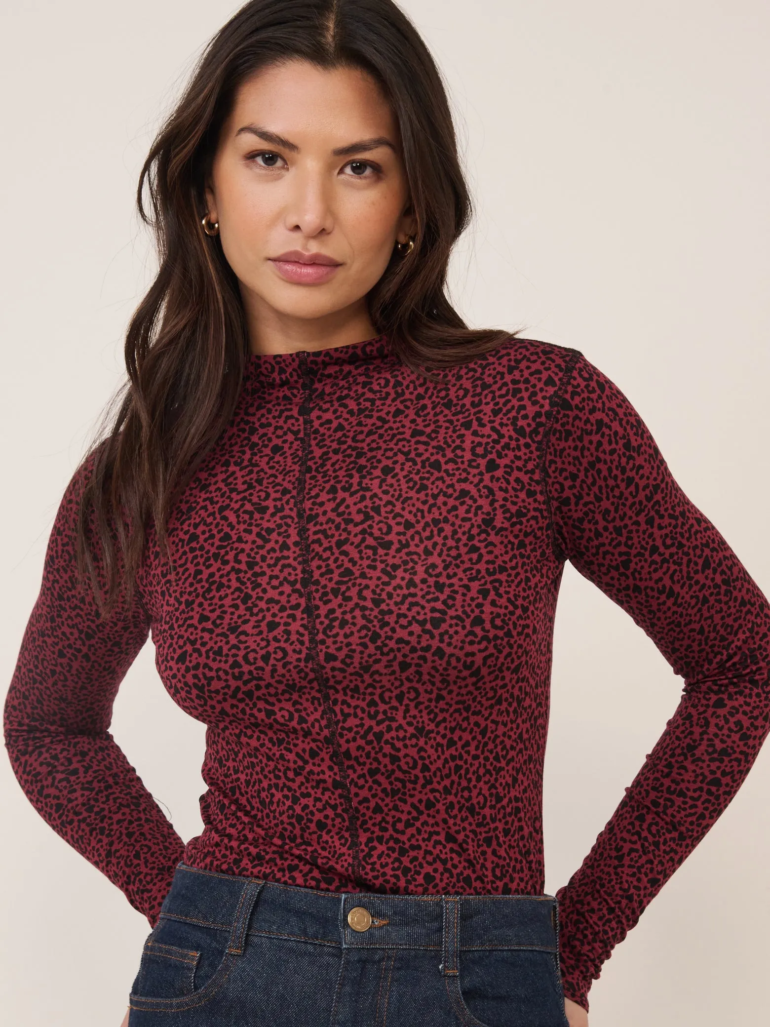 Red Leopard Print Long Sleeve Top sold by Nobody's Child