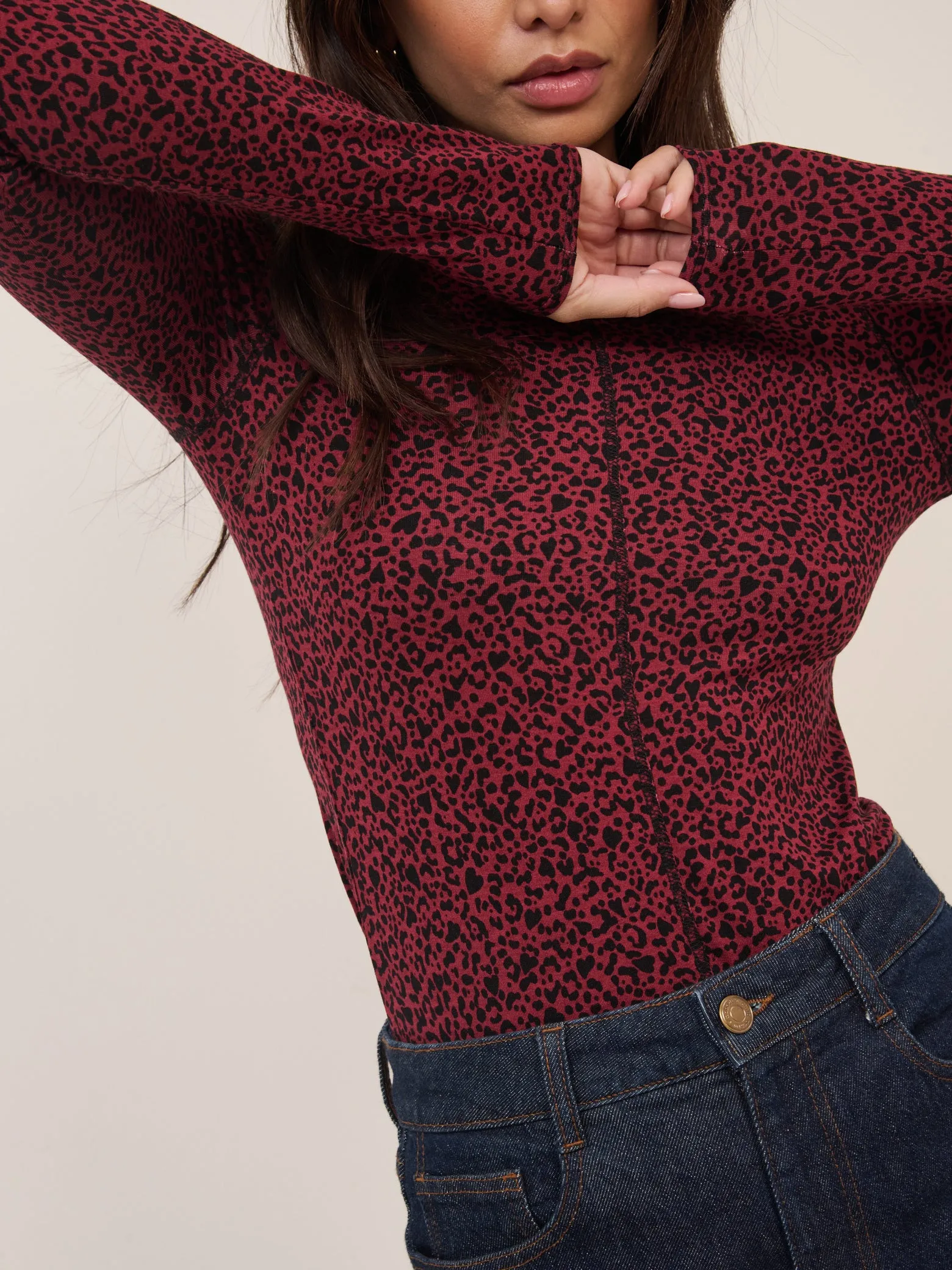 Red Leopard Print Long Sleeve Top sold by Nobody's Child product image thumbnail 2