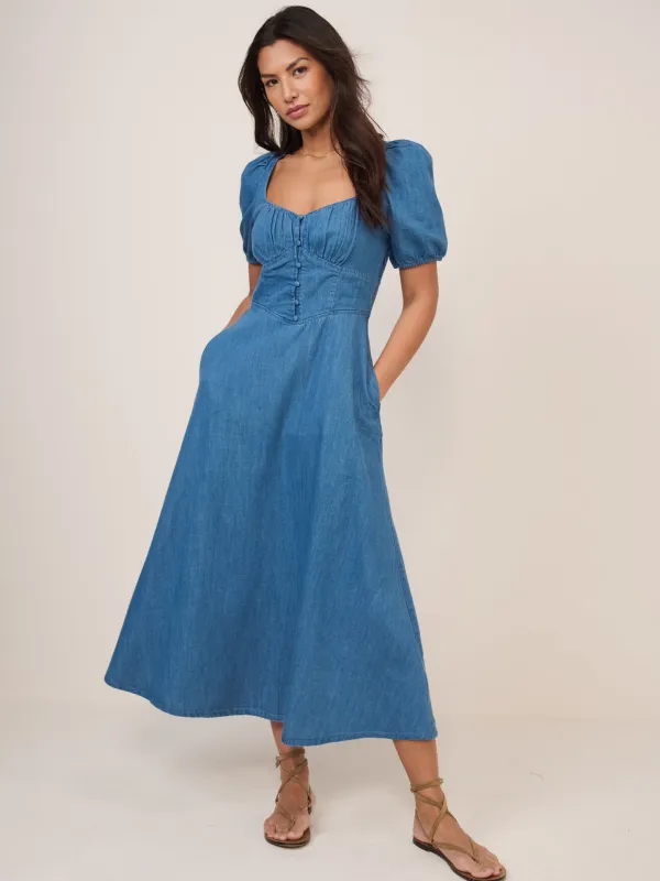 Blue Denim Tulla Midi Dress sold by Nobody's Child
