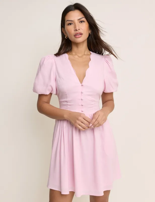 Pink Puff Sleeve Bess Mini Dress sold by Nobody's Child