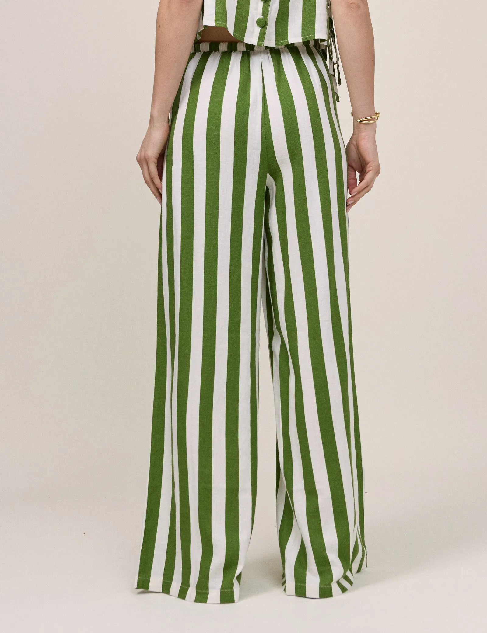 Green Striped Reese Wide Leg Trousers sold by Nobody's Child product image thumbnail 5