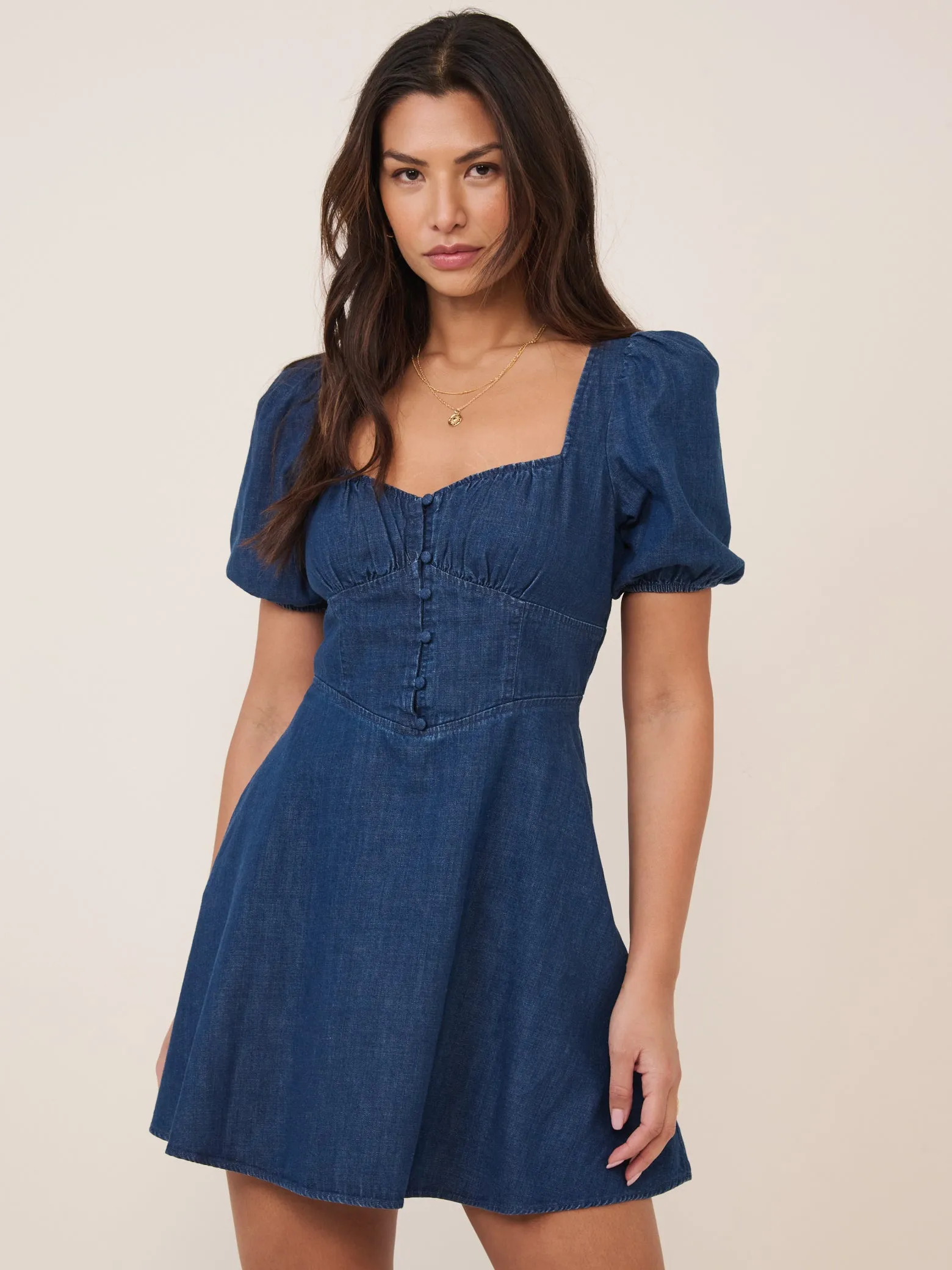 Dark Denim Tulla Mini Dress sold by Nobody's Child