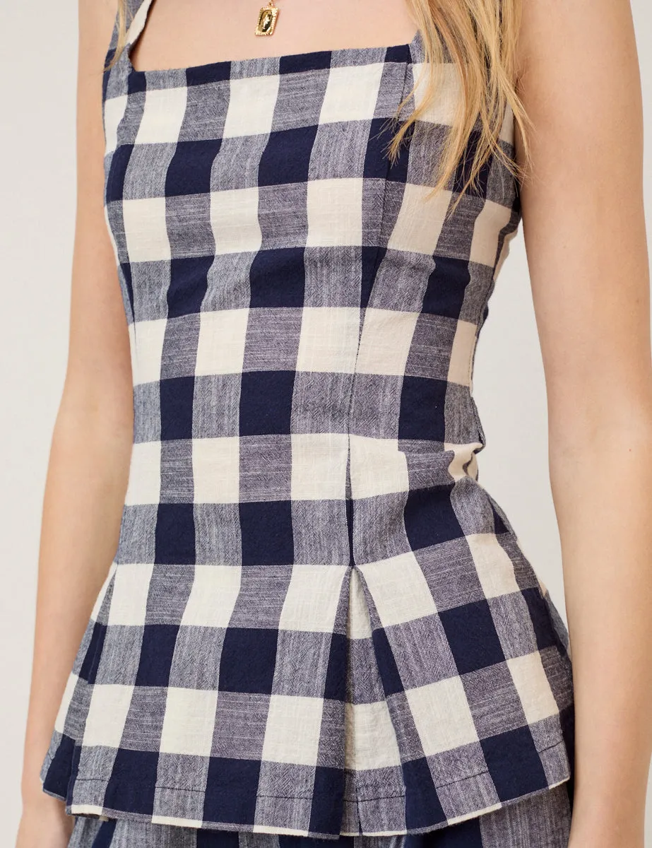 Navy Gingham Square Neck Top sold by Nobody's Child product image thumbnail 2