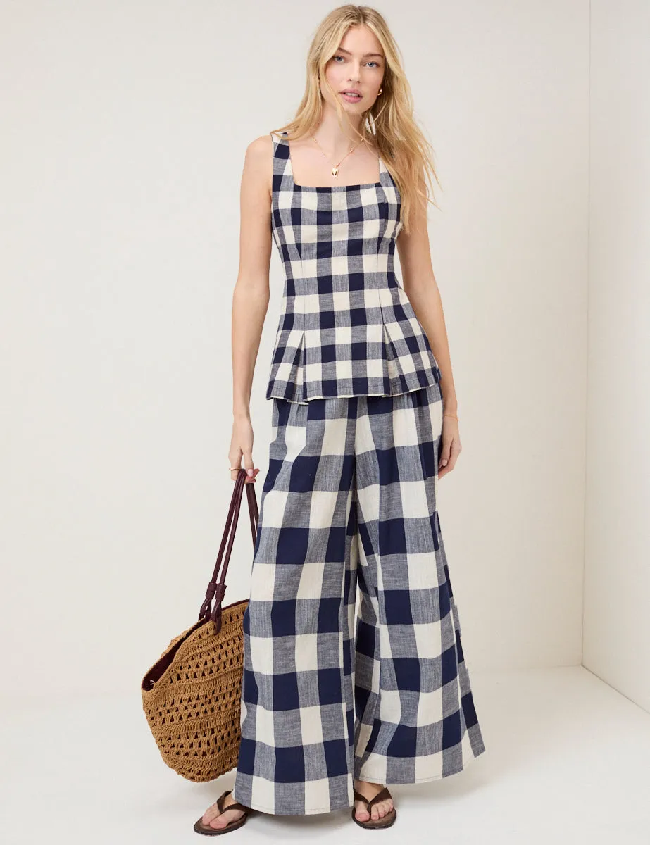 Navy Gingham Square Neck Top sold by Nobody's Child product image thumbnail 4