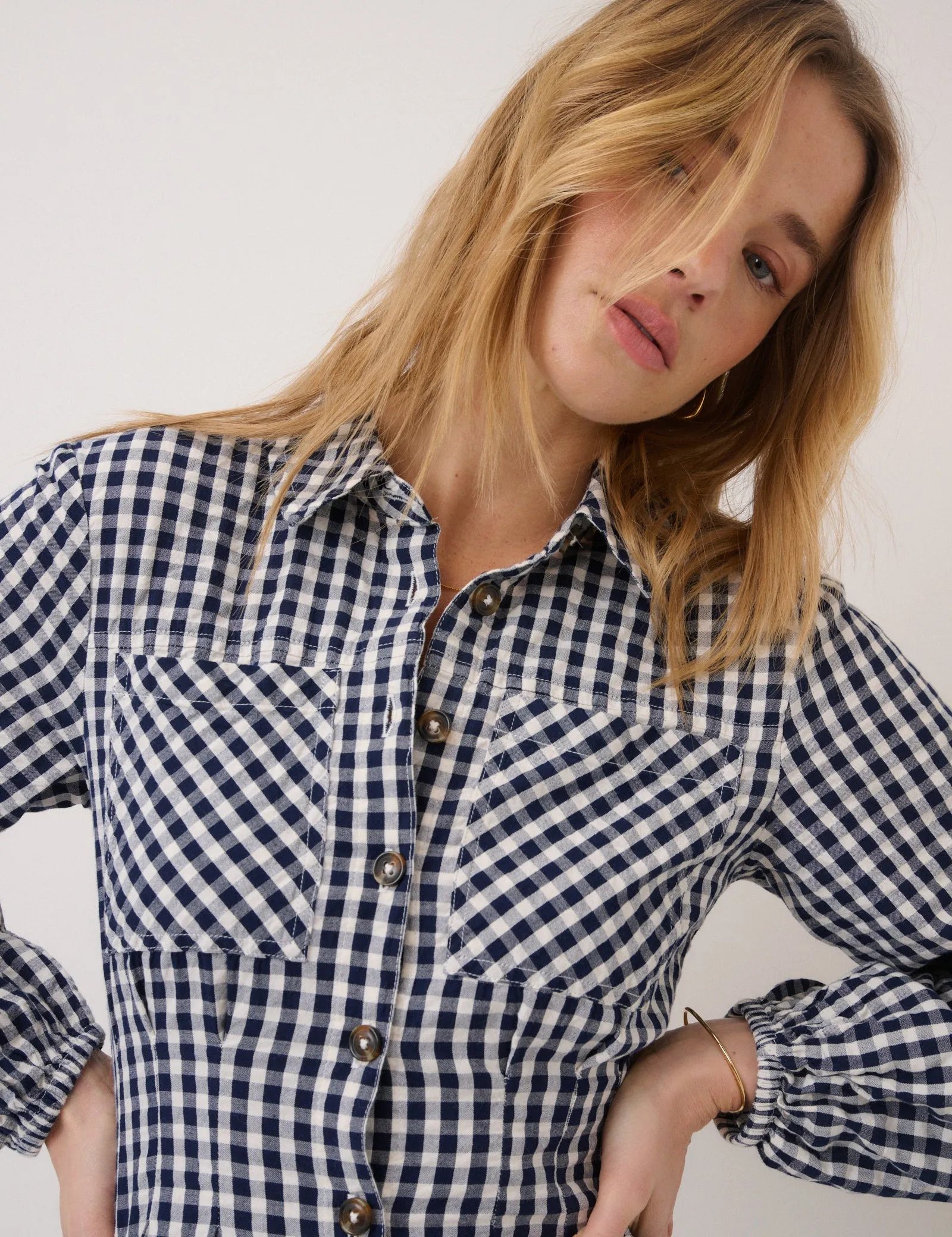 Navy Gingham Montego Midi Dress sold by Nobody's Child product image thumbnail 2