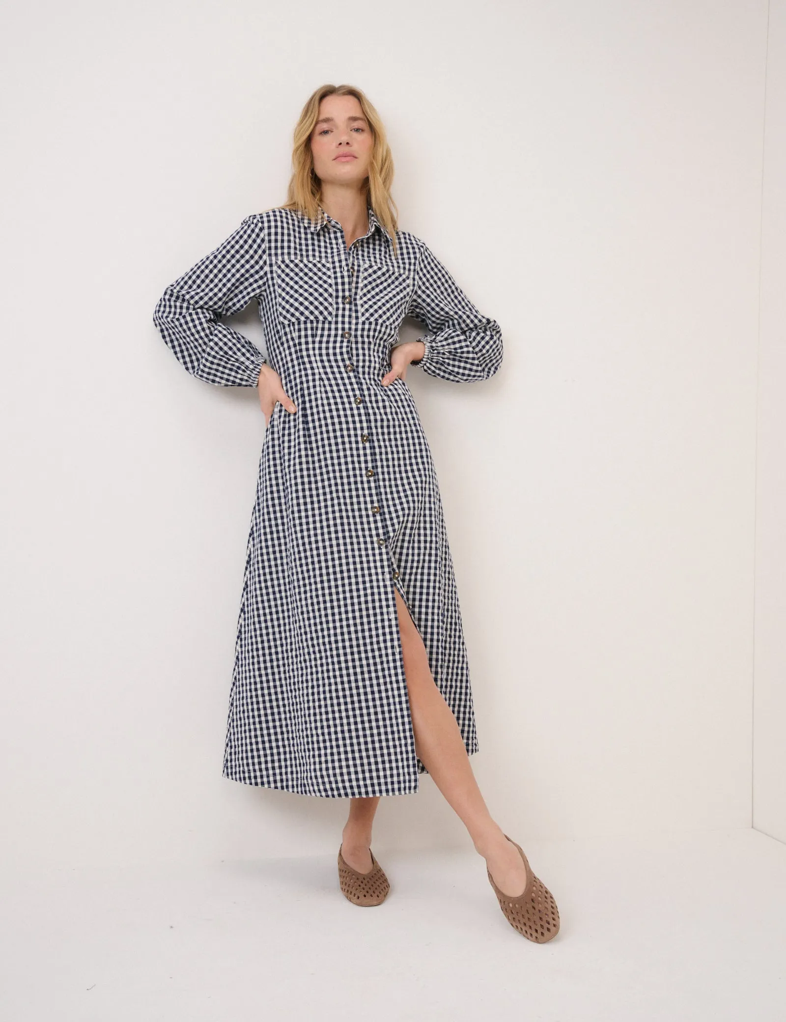 Navy Gingham Montego Midi Dress sold by Nobody's Child product image thumbnail 3