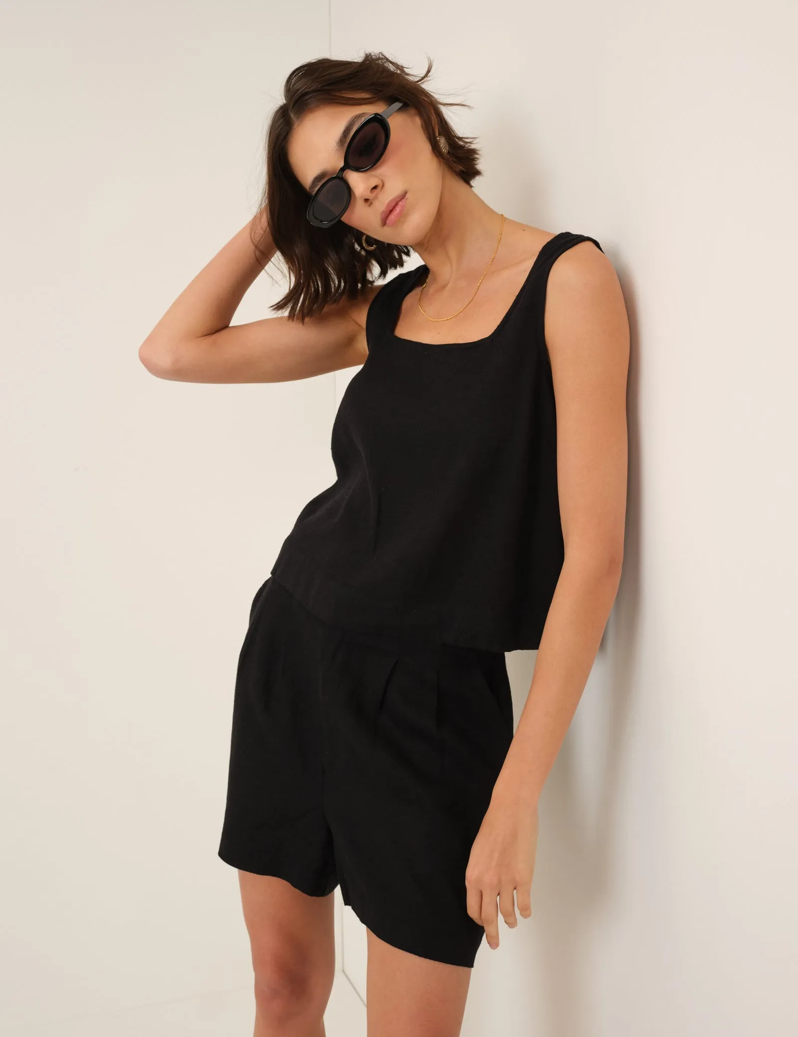 Black Linen-Blend Shorts sold by Nobody's Child product image thumbnail 5