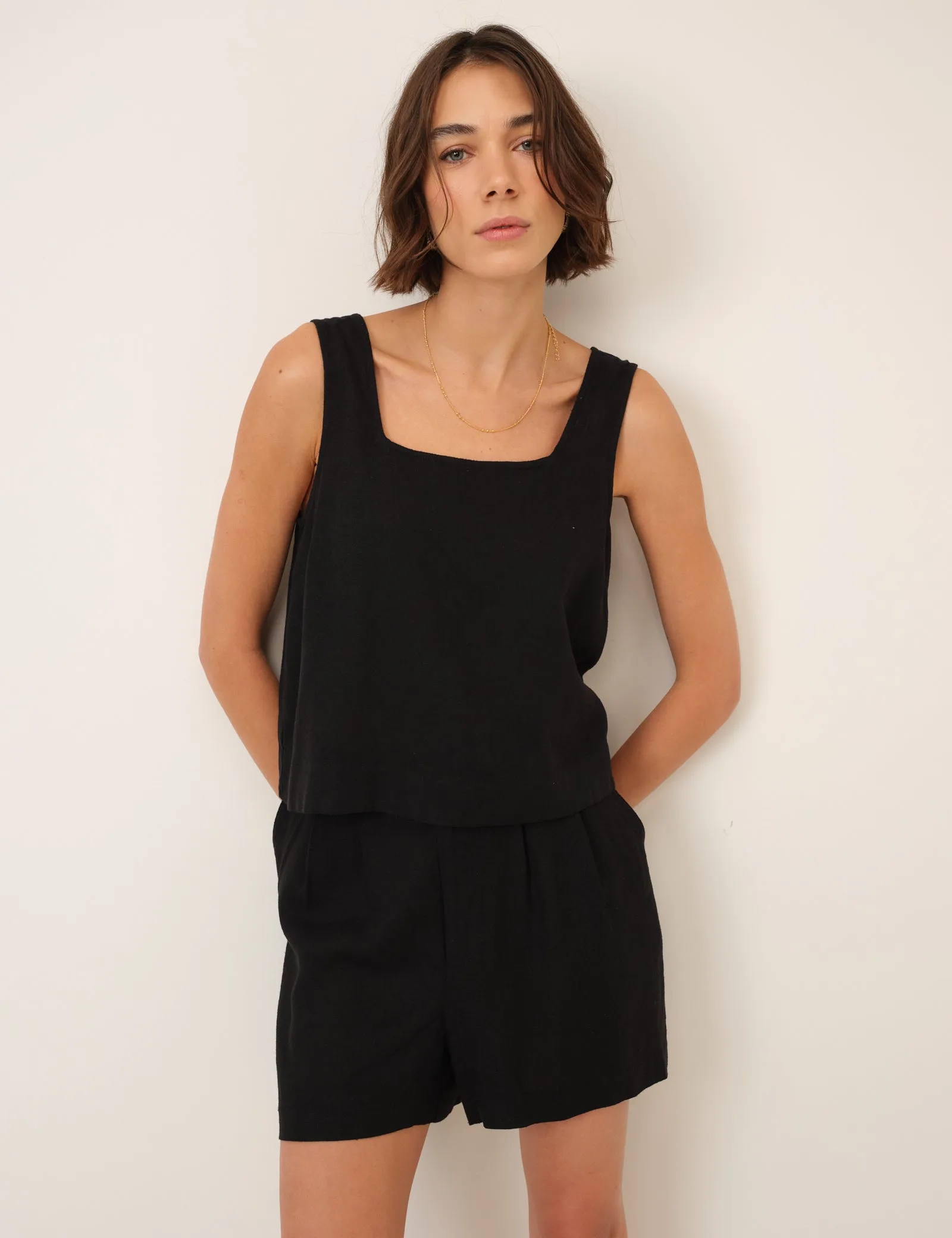 Black Linen-Blend Shorts sold by Nobody's Child product image thumbnail 3