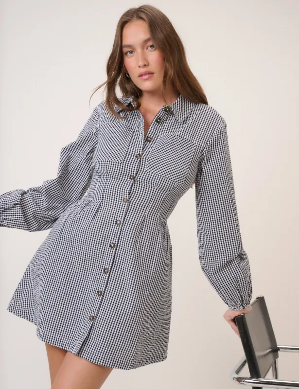 Black Gingham Montego Mini Dress sold by Nobody's Child