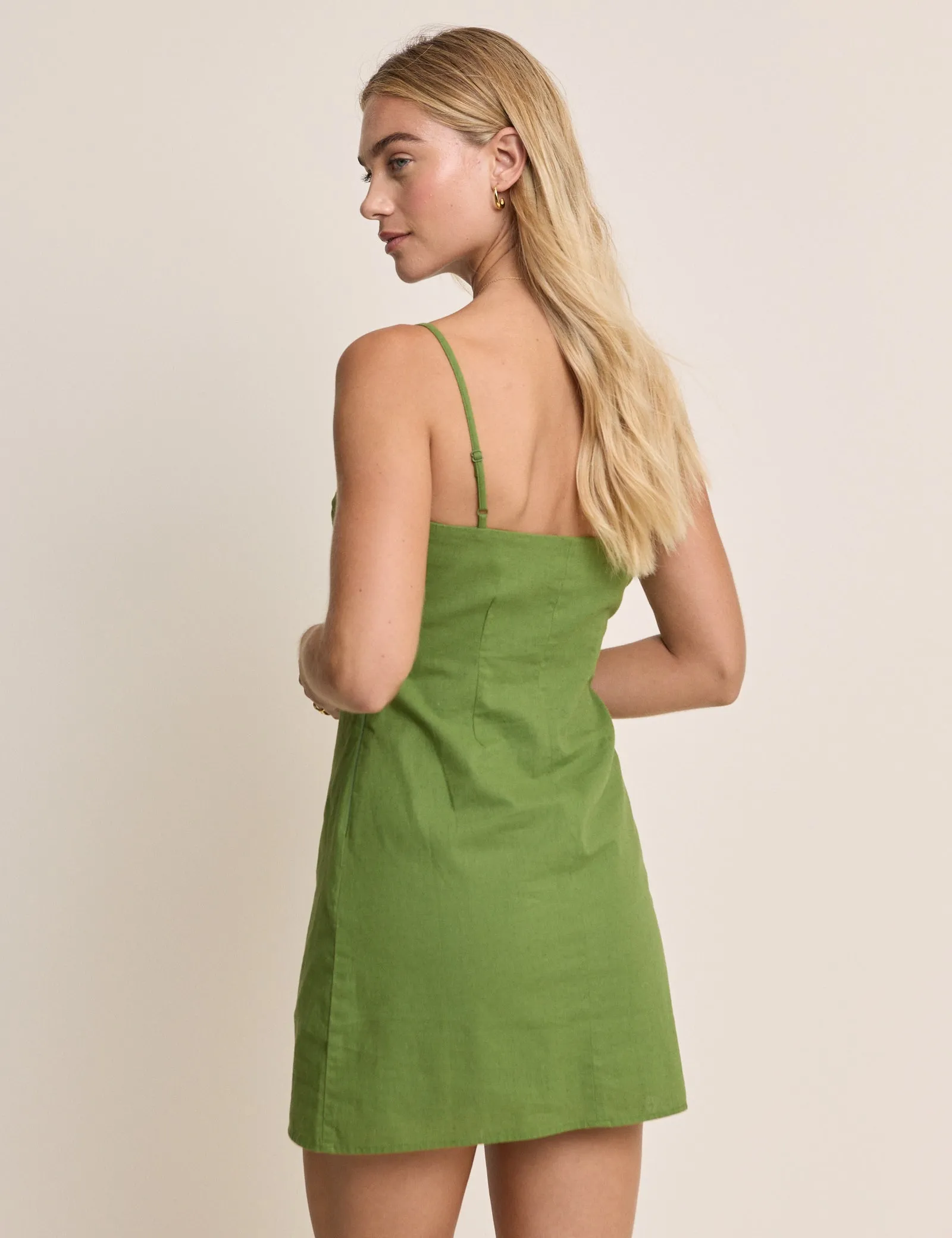 Green Linen-blend Palma Mini Dress sold by Nobody's Child product image thumbnail 4