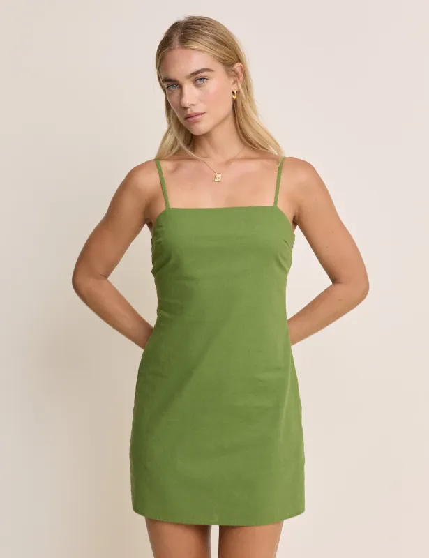 Green Linen-blend Palma Mini Dress sold by Nobody's Child
