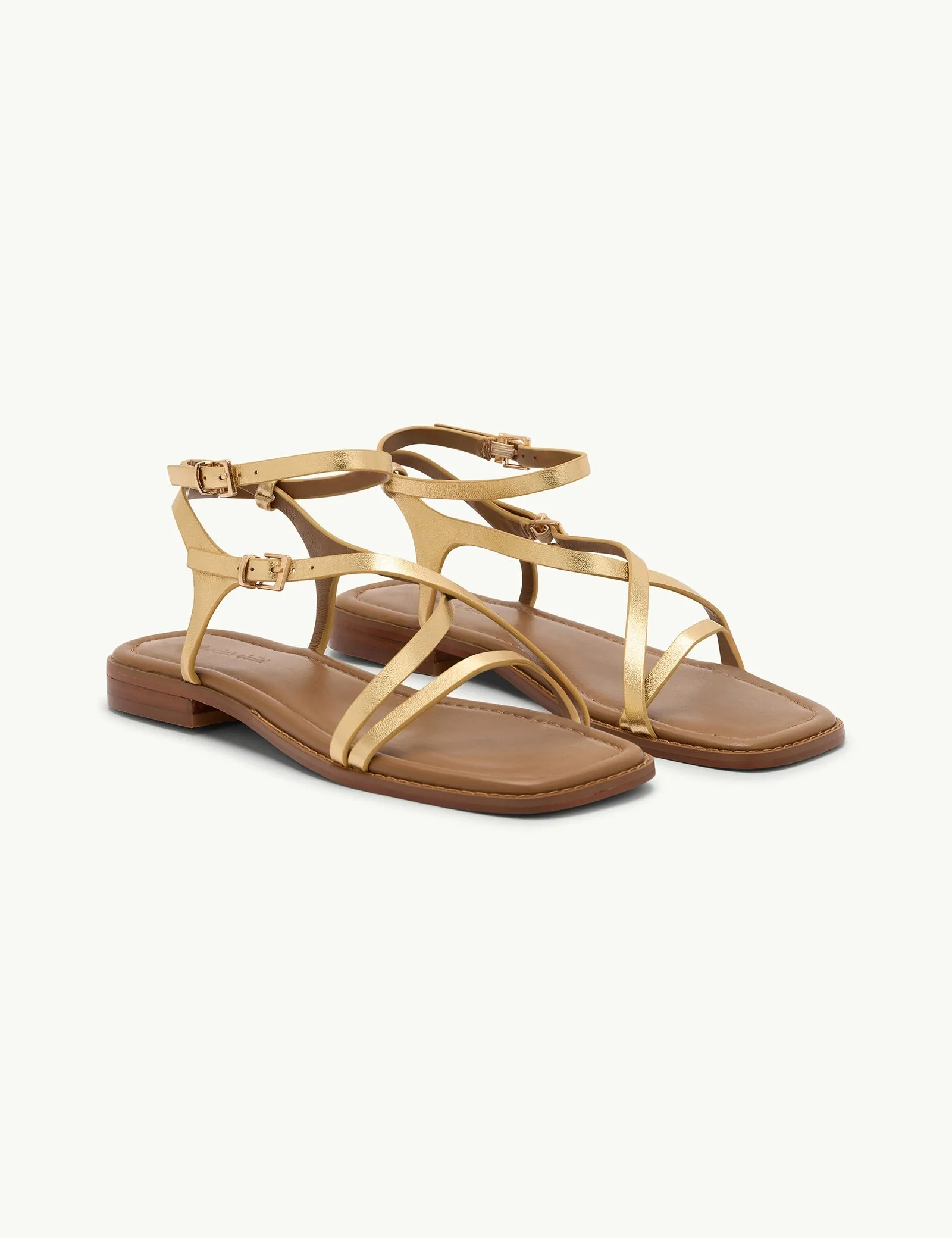 Gold Square Toe Strappy Sandals sold by Nobody's Child