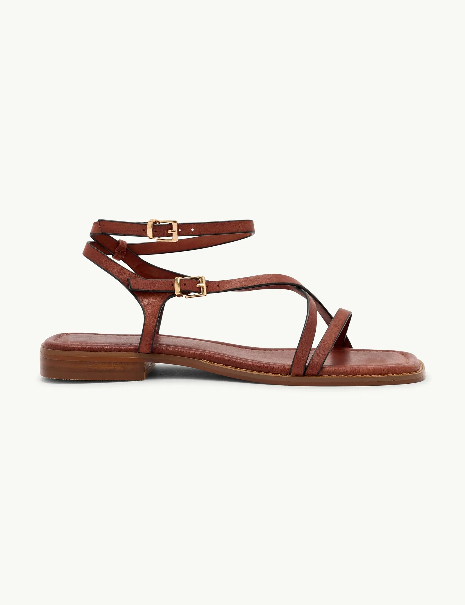 Brown Leather Square Toe Strappy Sandals sold by Nobody's Child product image thumbnail 2